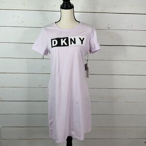 New DKNY Logo TShirt Dress Activewear Wildflower Purple Women's XL